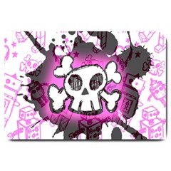 Cartoon Skull  Large Door Mat by ArtistRoseanneJones