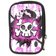 Cartoon Skull  Compact Camera Leather Case by ArtistRoseanneJones