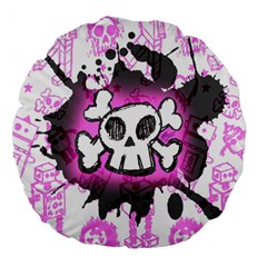 Cartoon Skull  Large 18  Premium Flano Round Cushion 