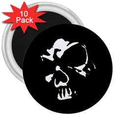 Gothic Skull 3  Button Magnet (10 Pack)