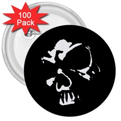 Gothic Skull 3  Button (100 Pack)