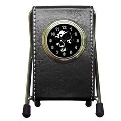 Gothic Skull Stationery Holder Clock