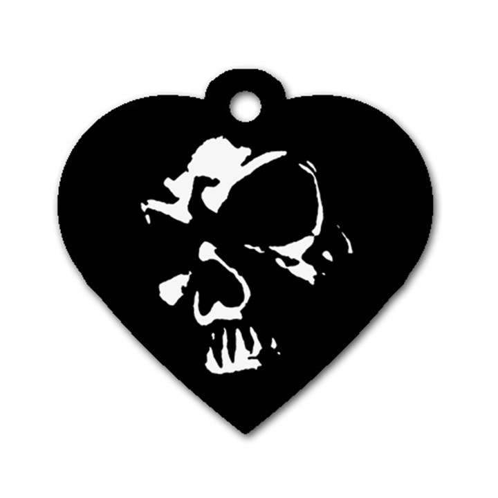 Gothic Skull Dog Tag Heart (One Sided) 