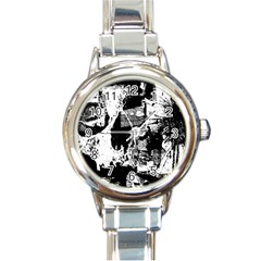 Grunge Skull Round Italian Charm Watch