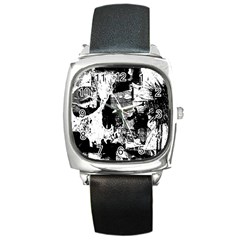 Grunge Skull Square Leather Watch