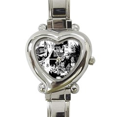 Grunge Skull Heart Italian Charm Watch 