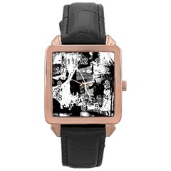 Grunge Skull Rose Gold Leather Watch 