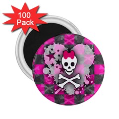 Princess Skull Heart 2 25  Button Magnet (100 Pack)