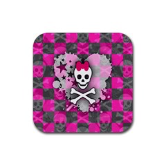 Princess Skull Heart Drink Coaster (square) by ArtistRoseanneJones