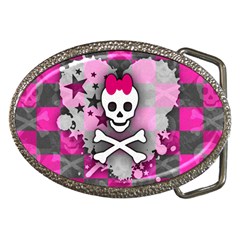 Princess Skull Heart Belt Buckle (oval)