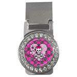 Princess Skull Heart Money Clip (CZ) Front