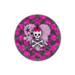 Princess Skull Heart Drink Coasters 4 Pack (round)