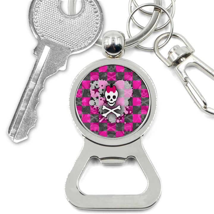 Princess Skull Heart Bottle Opener Key Chain