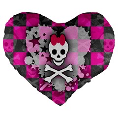 Princess Skull Heart Large 19  Premium Heart Shape Cushion