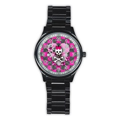 Princess Skull Heart Sport Metal Watch (black)