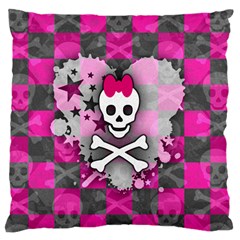 Princess Skull Heart Large Flano Cushion Case (two Sides)