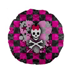 Princess Skull Heart Standard 15  Premium Flano Round Cushion 