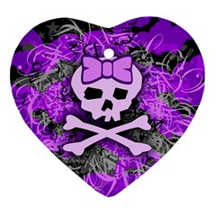 Purple Girly Skull Heart Ornament