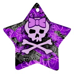 Purple Girly Skull Star Ornament