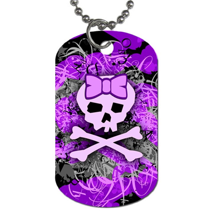 Purple Girly Skull Dog Tag (One Sided)