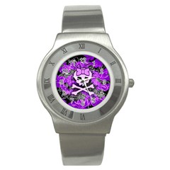 Purple Girly Skull Stainless Steel Watch (slim)