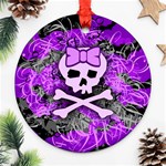 Purple Girly Skull Round Ornament (Two Sides) Front