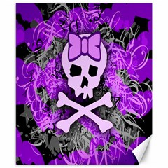 Purple Girly Skull Canvas 8  X 10  (unframed)