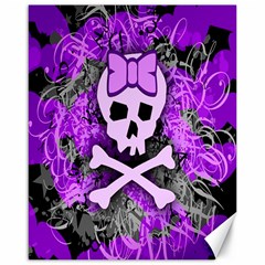 Purple Girly Skull Canvas 16  X 20  (unframed) by ArtistRoseanneJones