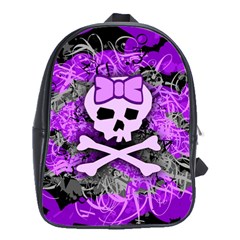 Purple Girly Skull School Bag (large) by ArtistRoseanneJones