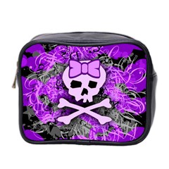 Purple Girly Skull Mini Travel Toiletry Bag (two Sides)