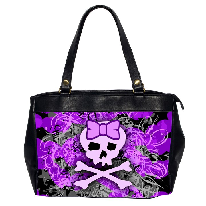 Purple Girly Skull Oversize Office Handbag (Two Sides)