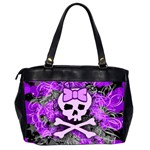 Purple Girly Skull Oversize Office Handbag (Two Sides) Back