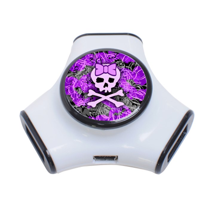 Purple Girly Skull 3 Port USB Hub