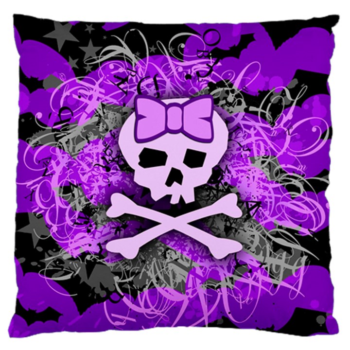 Purple Girly Skull Large Flano Cushion Case (Two Sides)