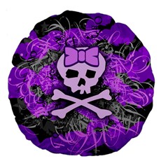 Purple Girly Skull Large 18  Premium Flano Round Cushion 