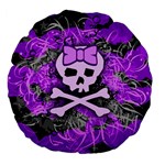 Purple Girly Skull Large 18  Premium Flano Round Cushion  Front