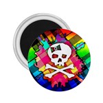 Rainbow Plaid Skull 2.25  Button Magnet Front