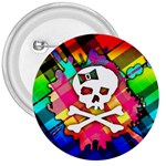 Rainbow Plaid Skull 3  Button Front