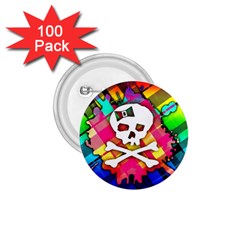 Rainbow Plaid Skull 1 75  Button (100 Pack)