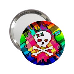 Rainbow Plaid Skull Handbag Mirror (2 25 ) by ArtistRoseanneJones