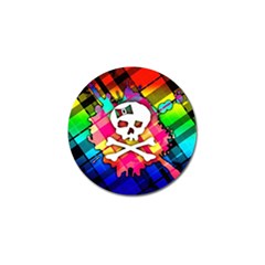 Rainbow Plaid Skull Golf Ball Marker