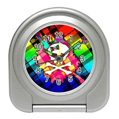 Rainbow Plaid Skull Desk Alarm Clock by ArtistRoseanneJones