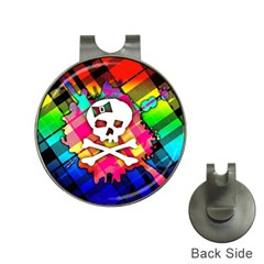 Rainbow Plaid Skull Hat Clip With Golf Ball Marker