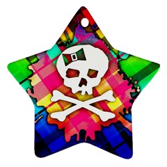 Rainbow Plaid Skull Star Ornament (two Sides)