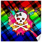 Rainbow Plaid Skull Canvas 16  x 16  (Unframed) 15.2 x15.41  Canvas - 1