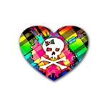 Rainbow Plaid Skull Drink Coasters (Heart) Front