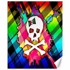 Rainbow Plaid Skull Canvas 11  X 14  (unframed) by ArtistRoseanneJones