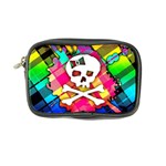 Rainbow Plaid Skull Coin Purse Front