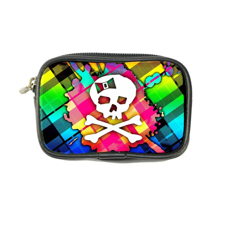 Rainbow Plaid Skull Coin Purse