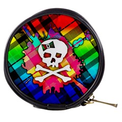 Rainbow Plaid Skull Mini Makeup Case by ArtistRoseanneJones